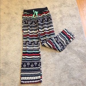CUTE SNOWFLAKE PJ BOTTOMS DRAWSTRING FLEECE WARM
